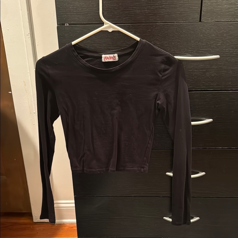Black Long Sleeve Crop Top